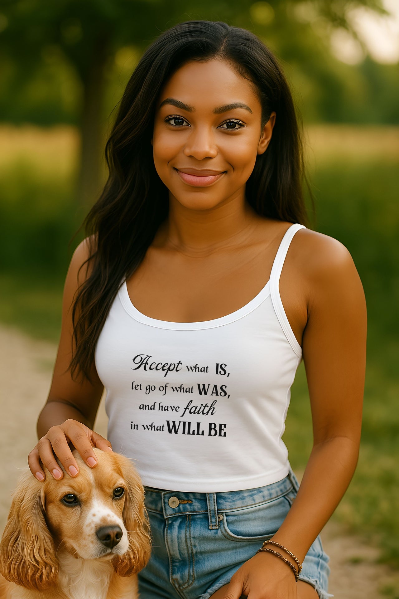 Accept What Is Women's Spaghetti Strap Tank Top - My Faith My Father