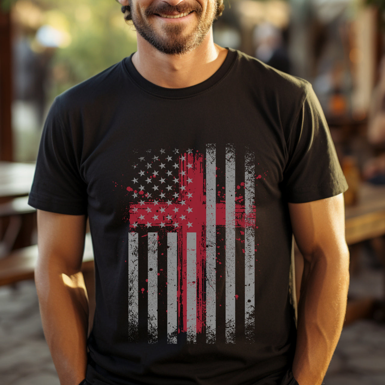 Flag With Cross Faith Unisex Relaxed Fit T-Shirt - My Faith My Father