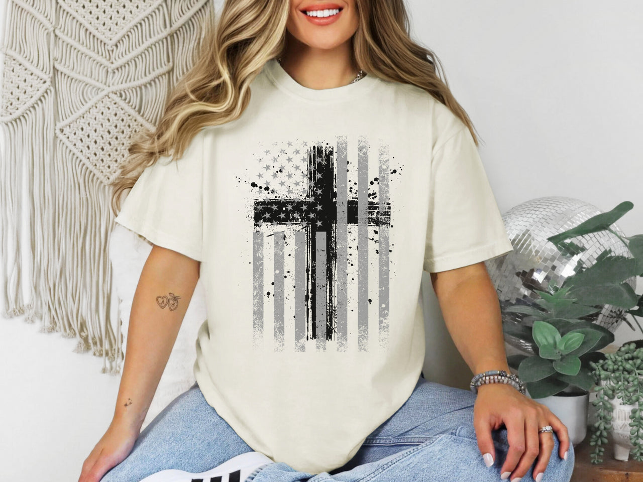 Flag With Cross Faith Unisex Relaxed Fit T-Shirt - My Faith My Father