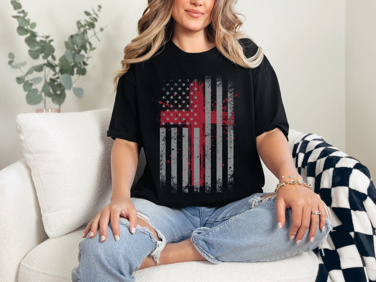Flag With Cross Faith Unisex Relaxed Fit T-Shirt - My Faith My Father