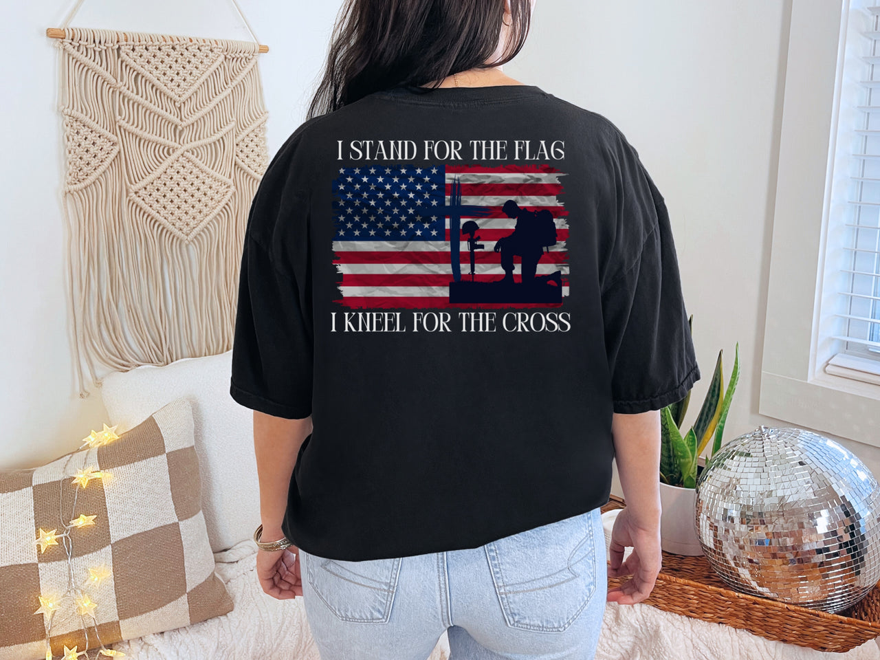 I Stand for the Flag, Kneel for the Cross Unisex Relaxed Fit T-Shirt - My Faith My Father