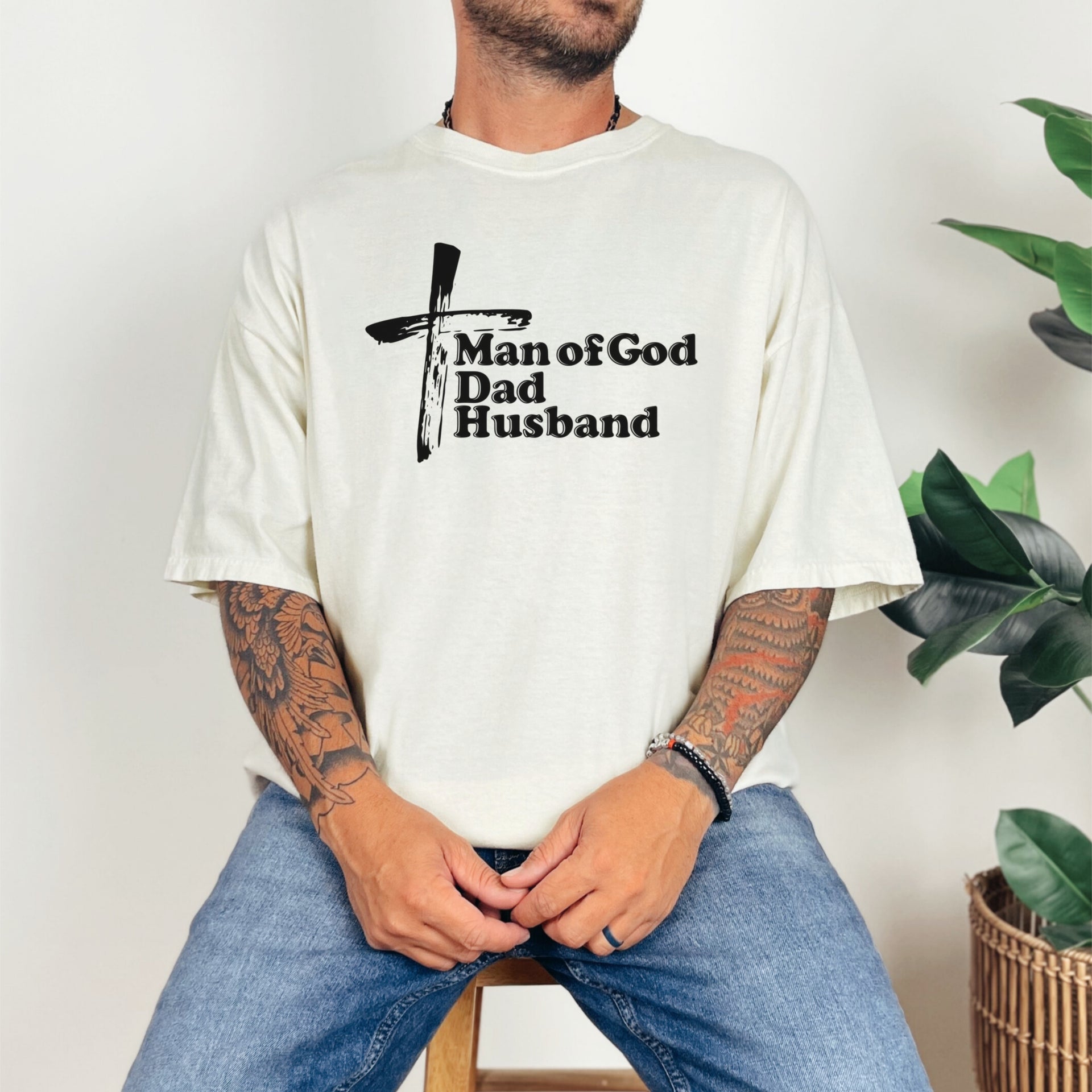 Man of God Dad Husband Unisex Relaxed Fit T-Shirt - My Faith My Father