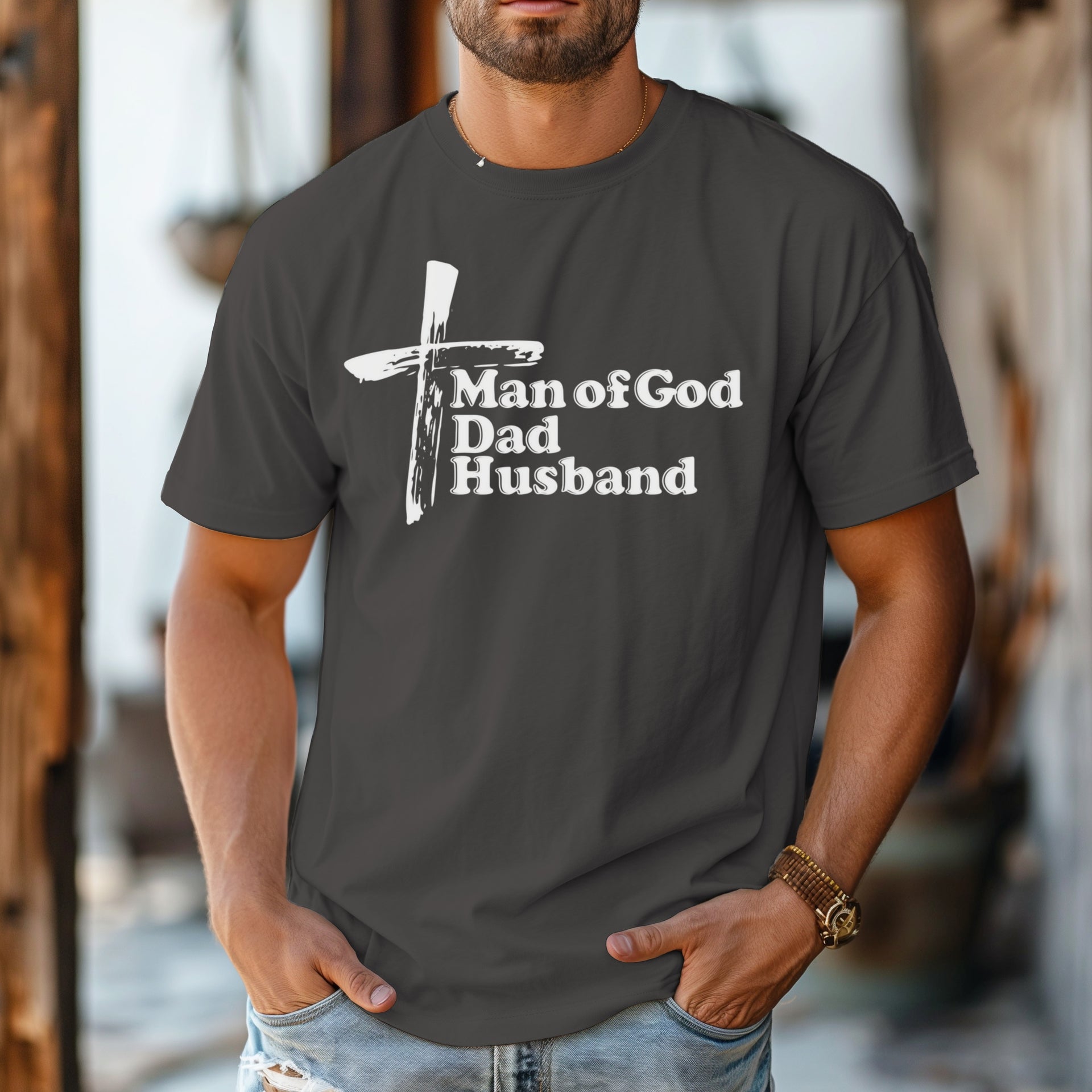 Man of God Dad Husband Unisex Relaxed Fit T-Shirt - My Faith My Father