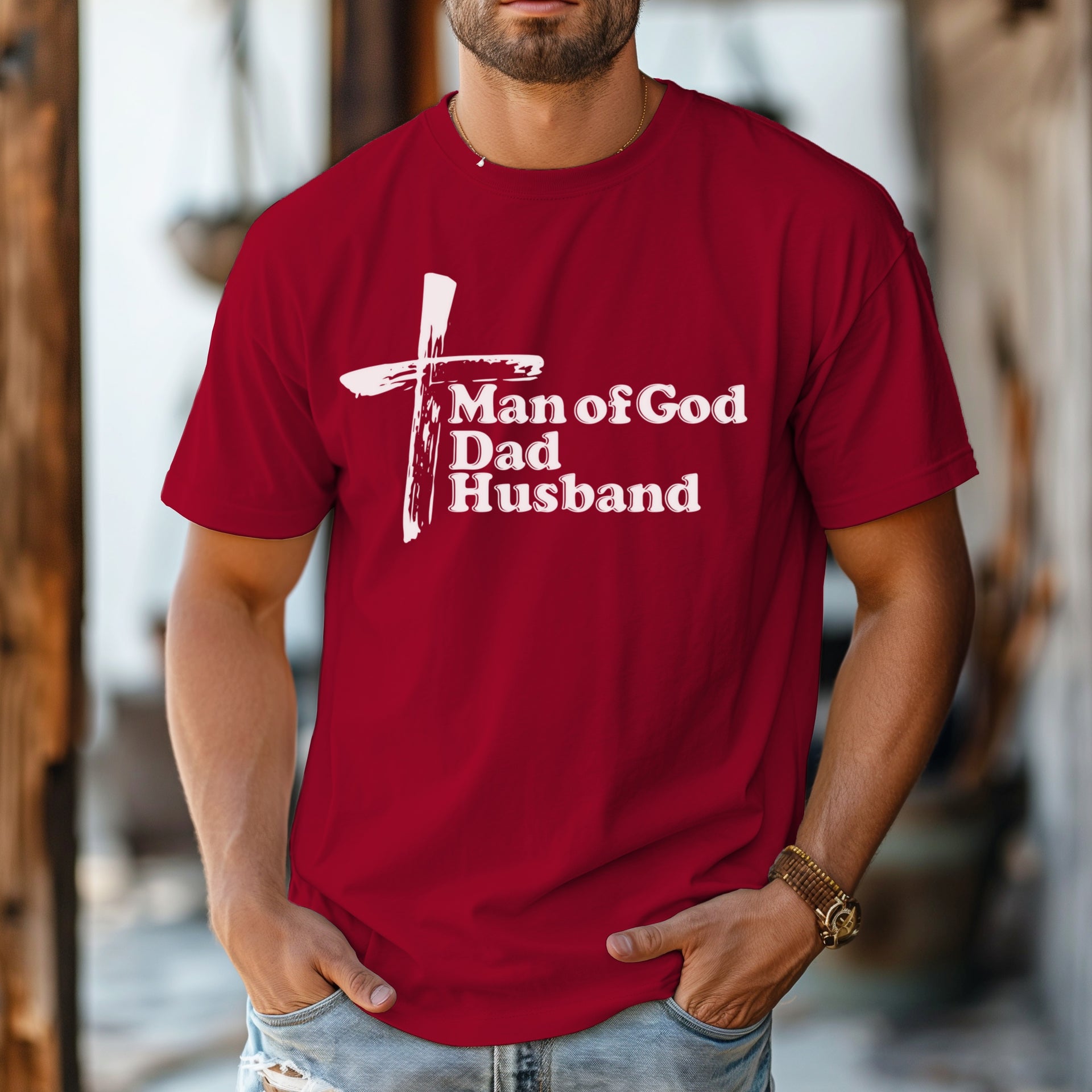 Man of God Dad Husband Unisex Relaxed Fit T-Shirt - My Faith My Father