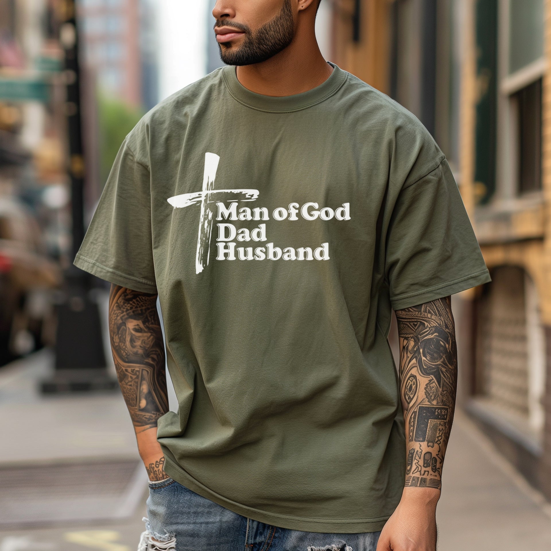 Man of God Dad Husband Unisex Relaxed Fit T-Shirt - My Faith My Father