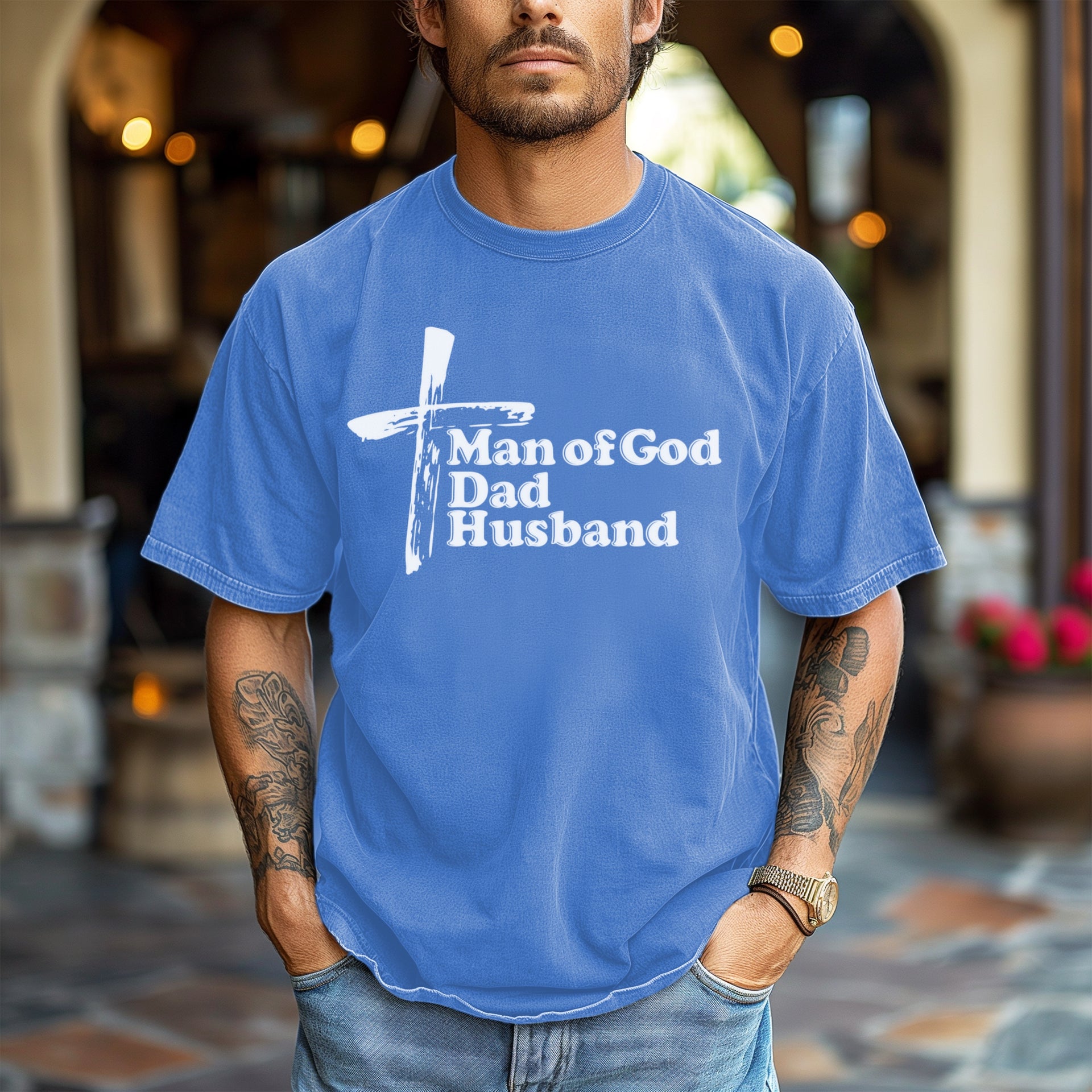 Man of God Dad Husband Unisex Relaxed Fit T-Shirt - My Faith My Father