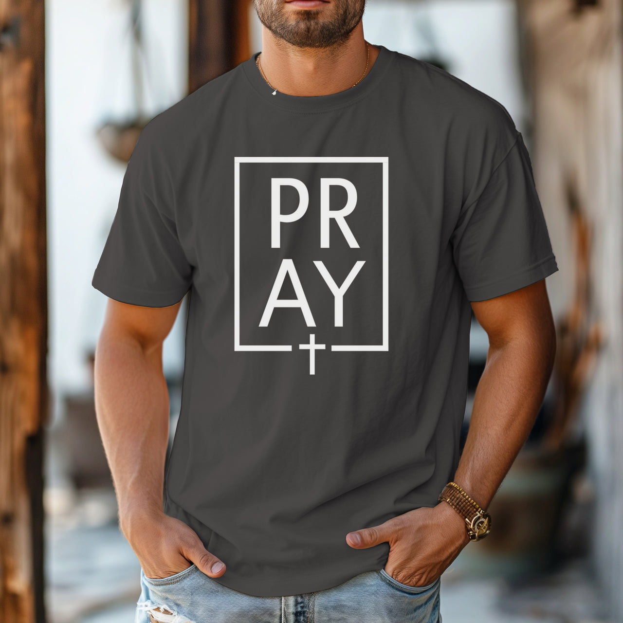 Pray + Cross Unisex Relaxed Fit T-Shirt - My Faith My Father