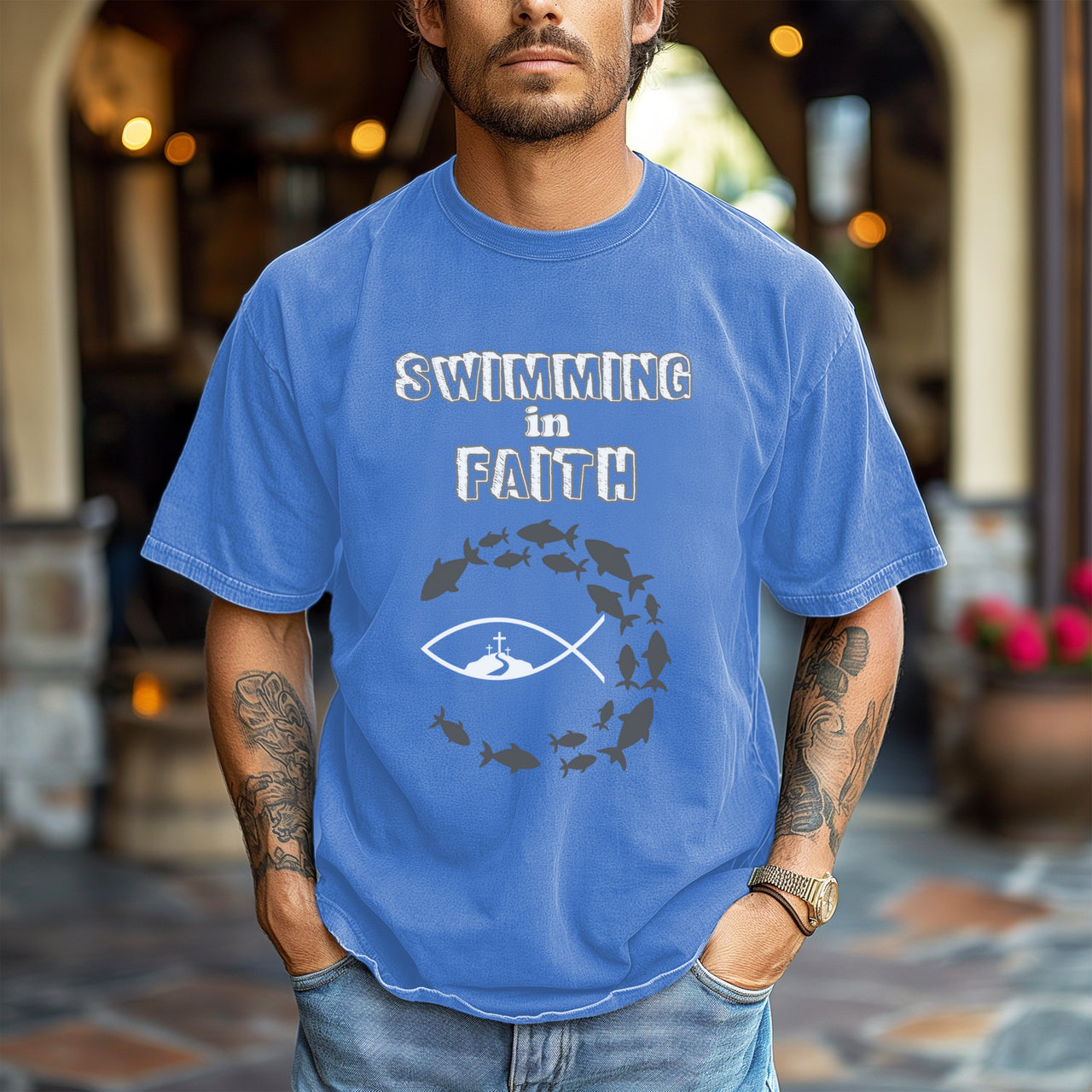 Swimming in Faith Unisex Garment-Dyed Relaxed Fit T-Shirt - My Faith My Father