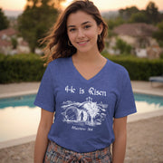 He is Risen Unisex V-Neck T-Shirt - My Faith My Father