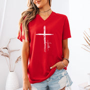 Cross With Faith Unisex V-Neck T-Shirt - My Faith My Father