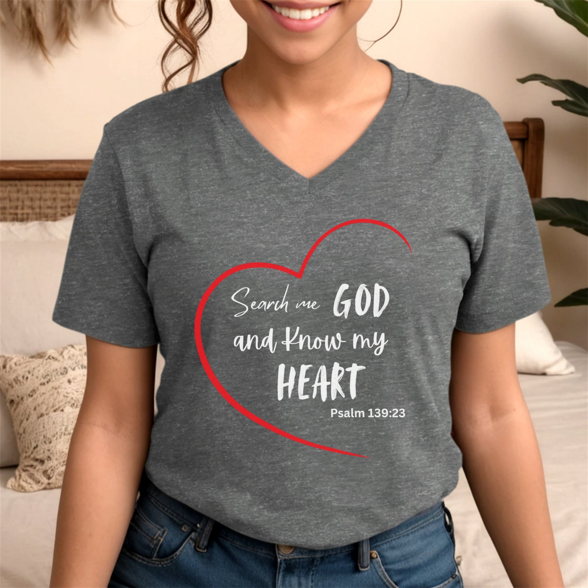 Search Me God Unisex V-Neck T-Shirt - My Faith My Father