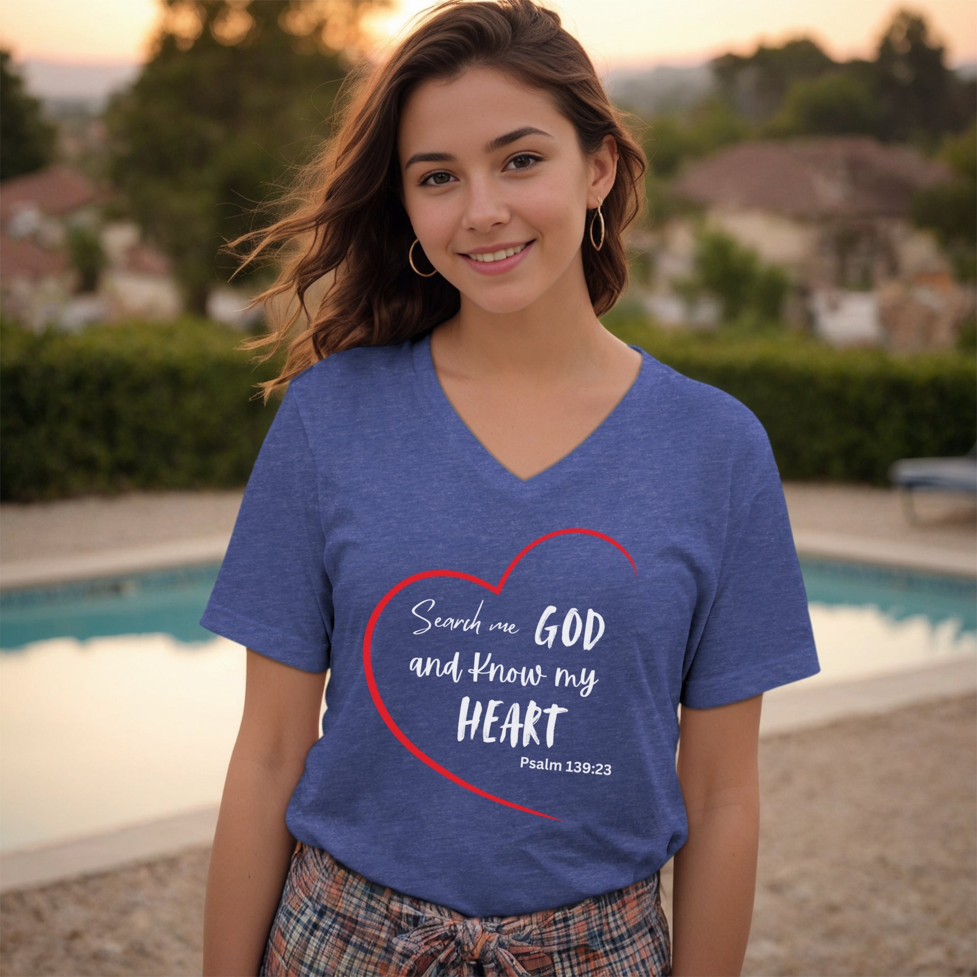Search Me God Unisex V-Neck T-Shirt - My Faith My Father