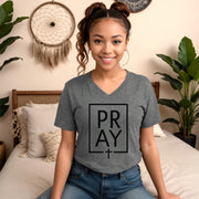 Pray + Cross Unisex V-Neck T-Shirt - My Faith My Father