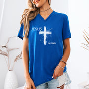 Jesus is King Unisex V-Neck Tee - My Faith My Father