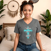 I Walk With God Unisex V-Neck Tee - My Faith My Father