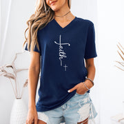 Faith + Cross Unisex V-Neck T-Shirt - My Faith My Father