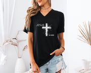 Jesus is King Unisex V-Neck Tee - My Faith My Father