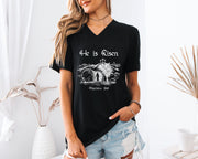 He is Risen Unisex V-Neck T-Shirt - My Faith My Father