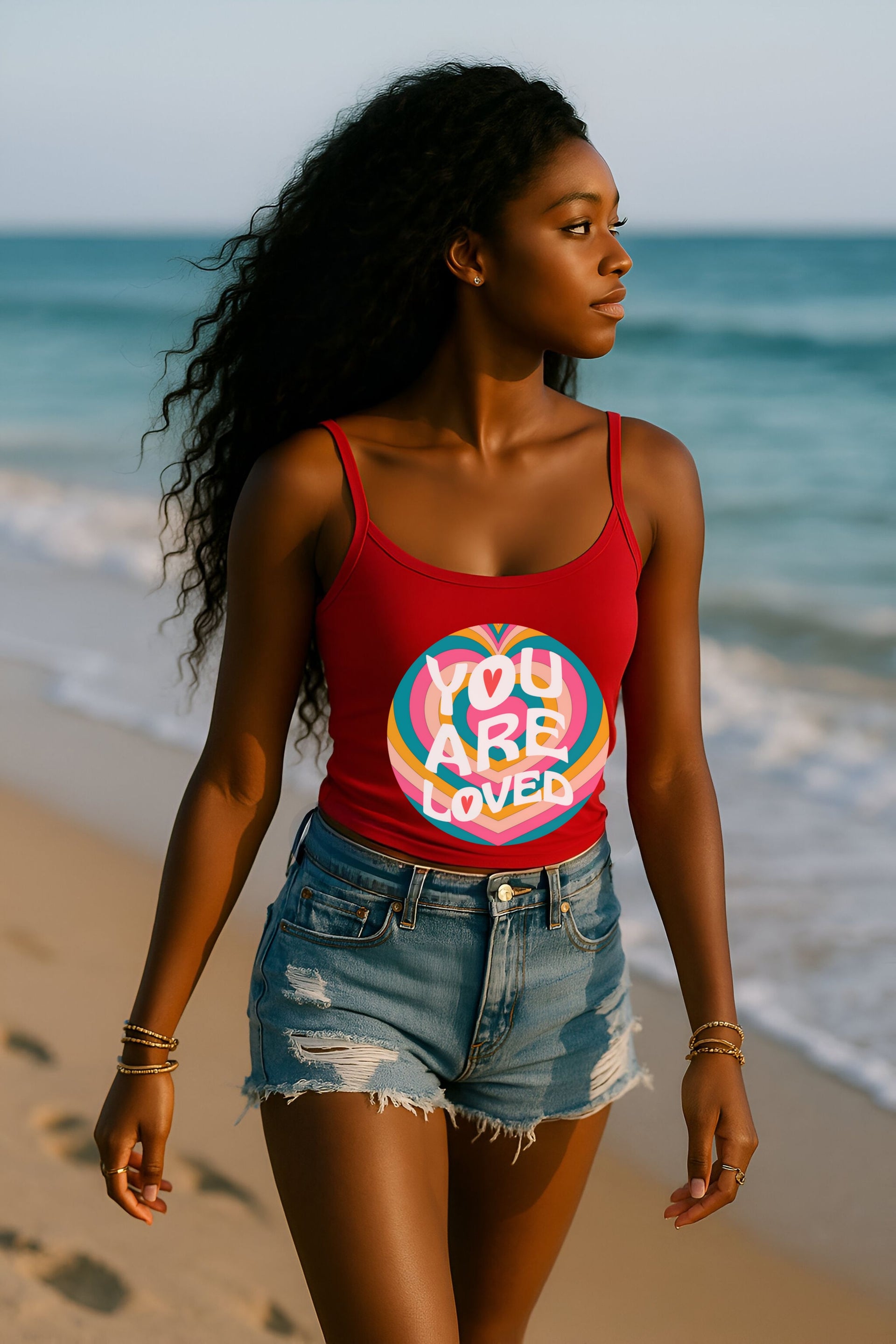 You Are Loved Retro Women's Spaghetti Strap Tank Top - My Faith My Father