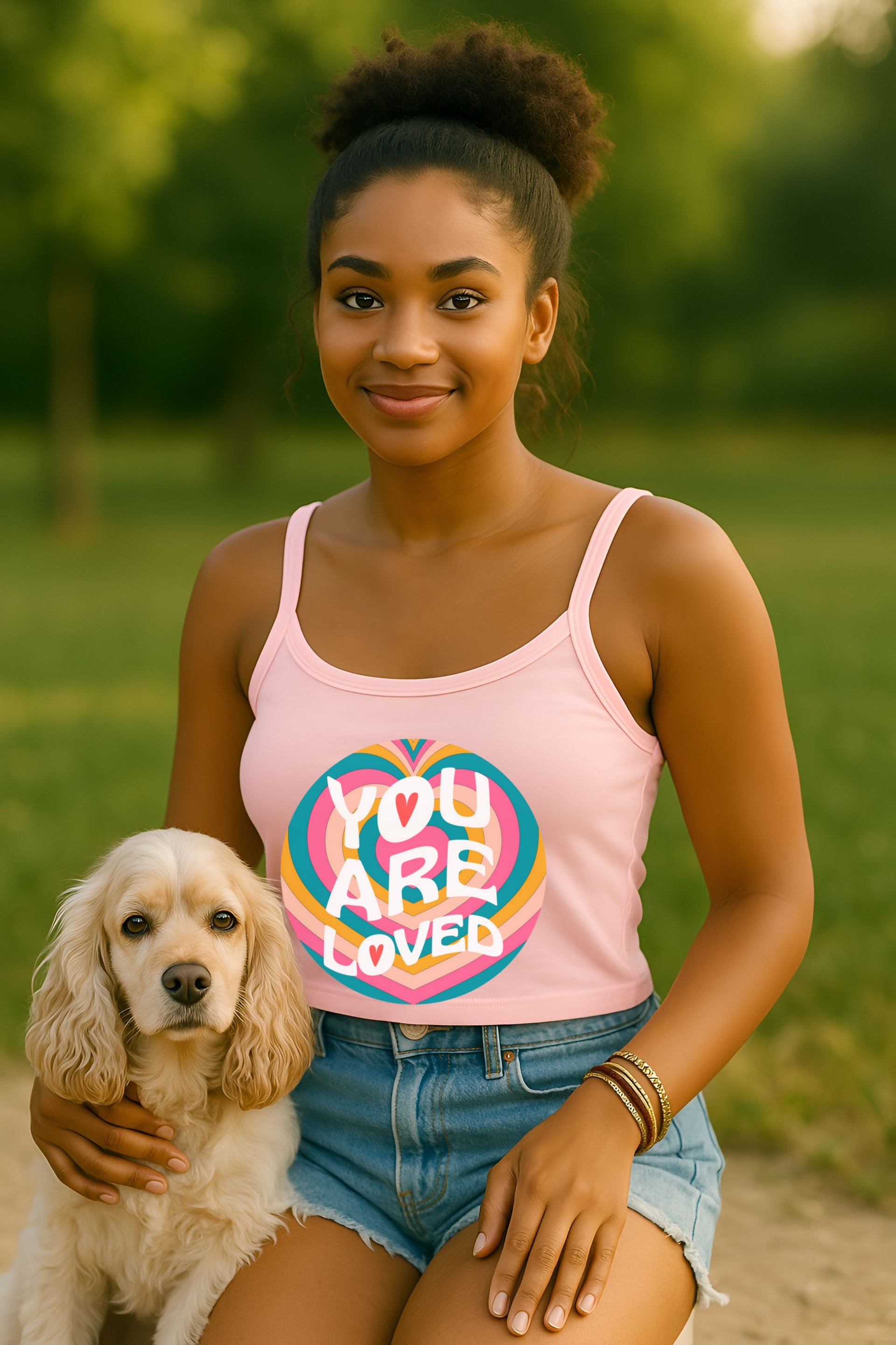 You Are Loved Retro Women's Spaghetti Strap Tank Top - My Faith My Father