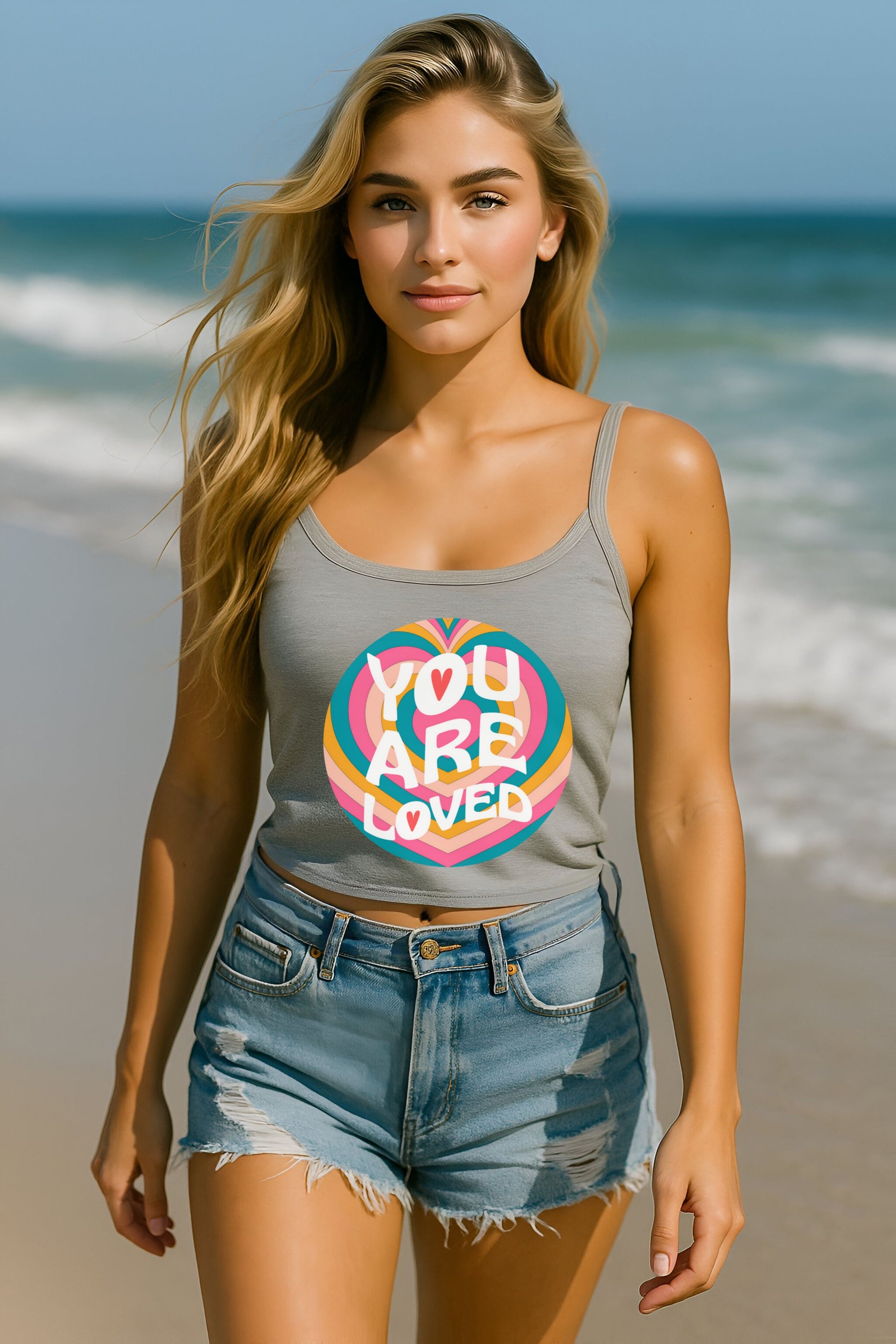 You Are Loved Retro Women's Spaghetti Strap Tank Top - My Faith My Father