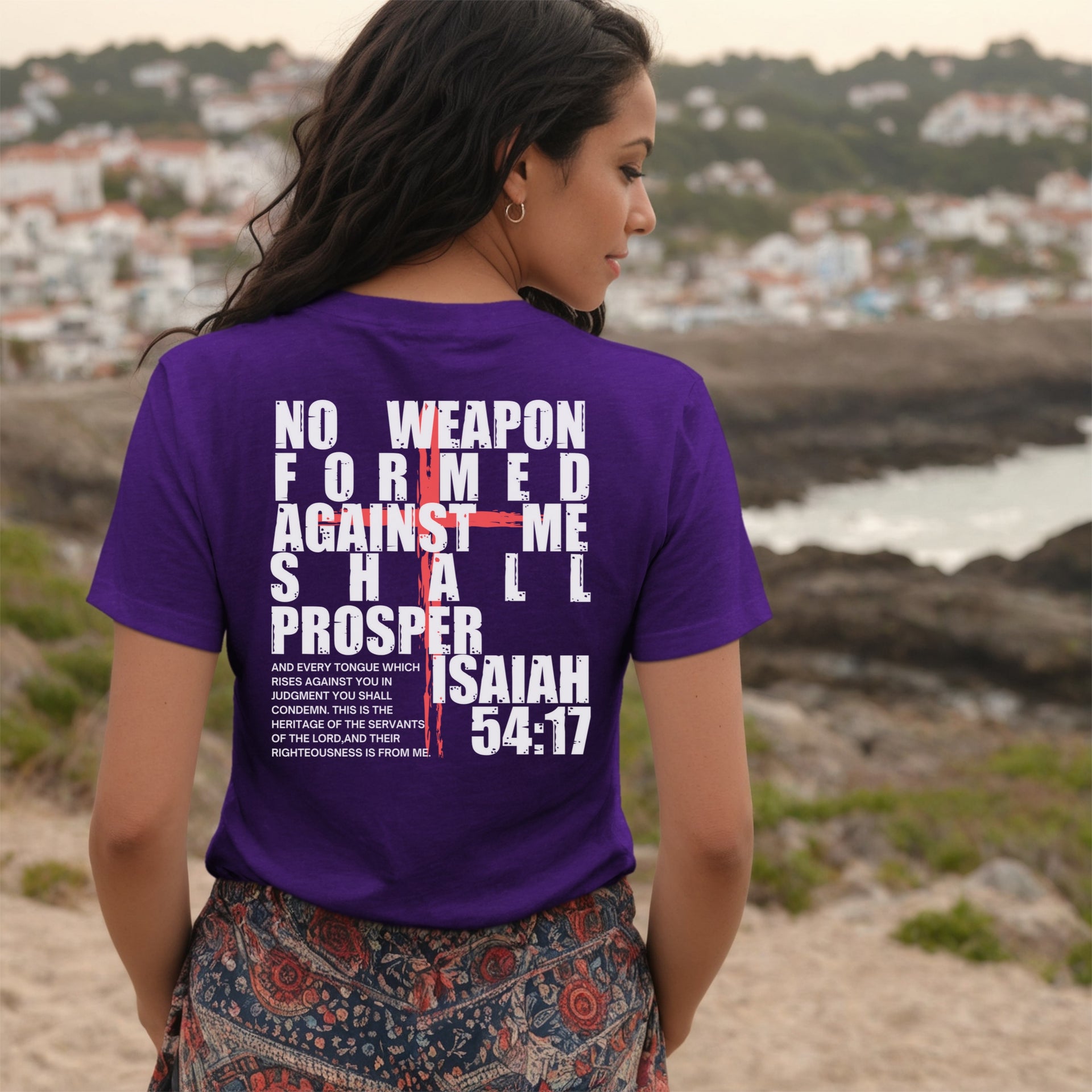 Isaiah 54:17 No Weapon Formed Against Me Unisex V-Neck T-Shirt - My Faith My Father