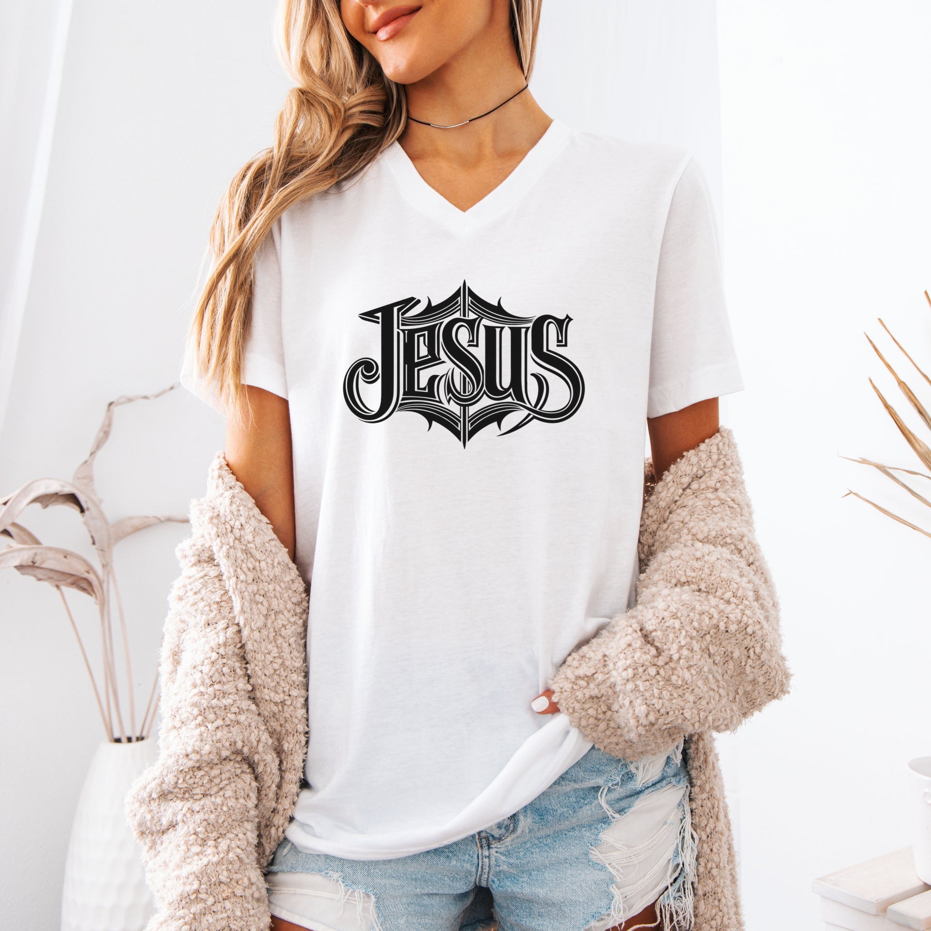 Jesus Unisex V-Neck T-Shirt - My Faith My Father
