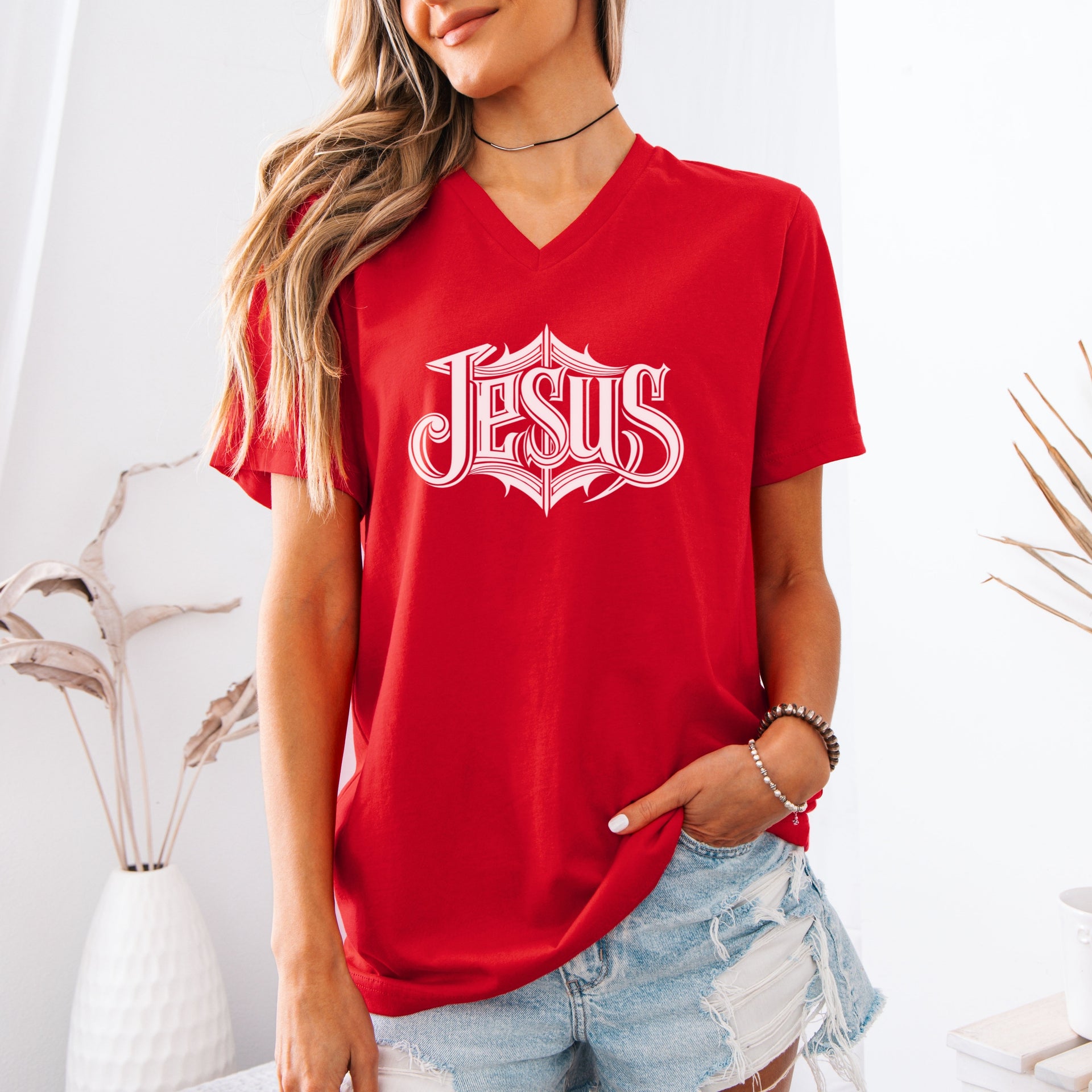 Jesus Unisex V-Neck T-Shirt - My Faith My Father