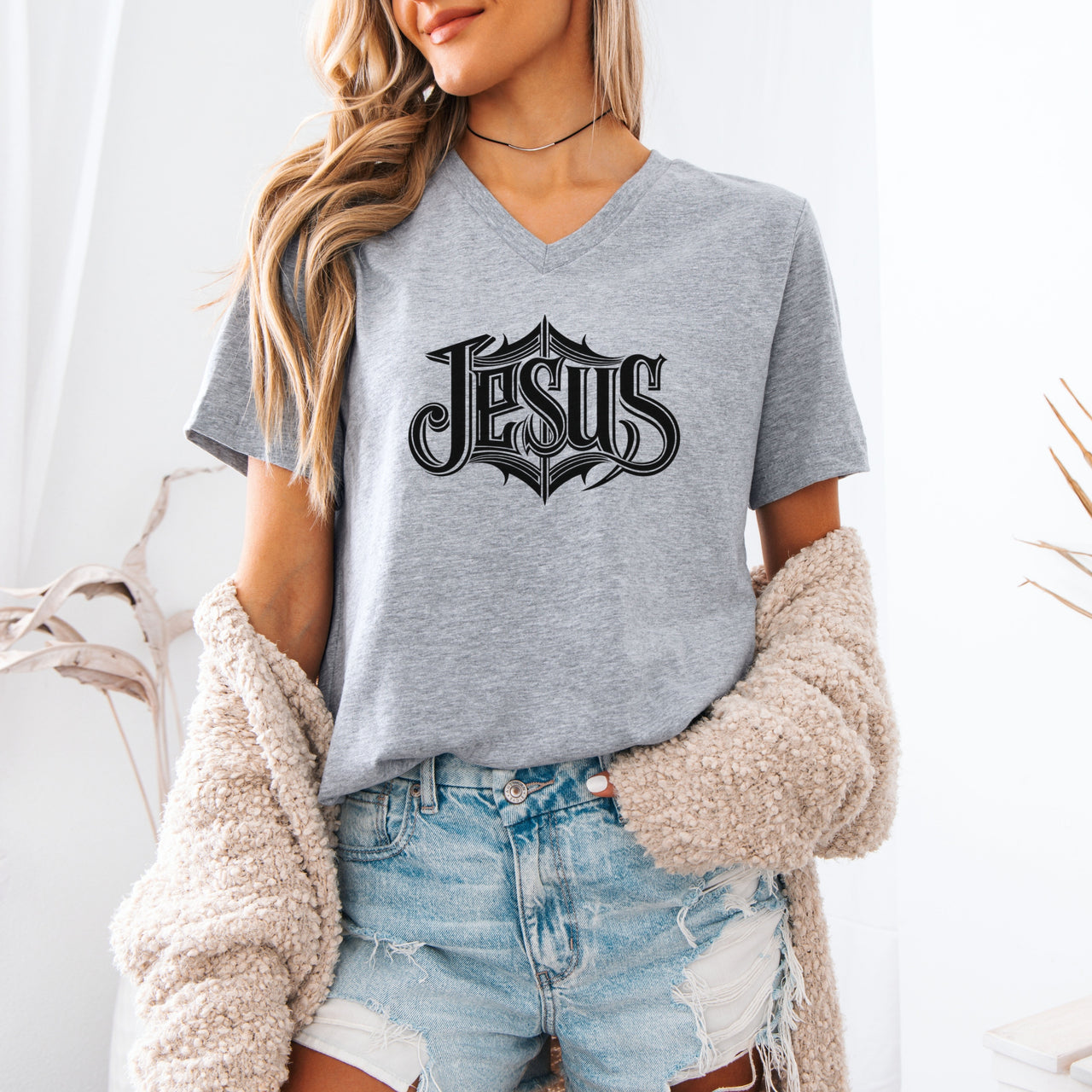 Jesus Unisex V-Neck T-Shirt - My Faith My Father