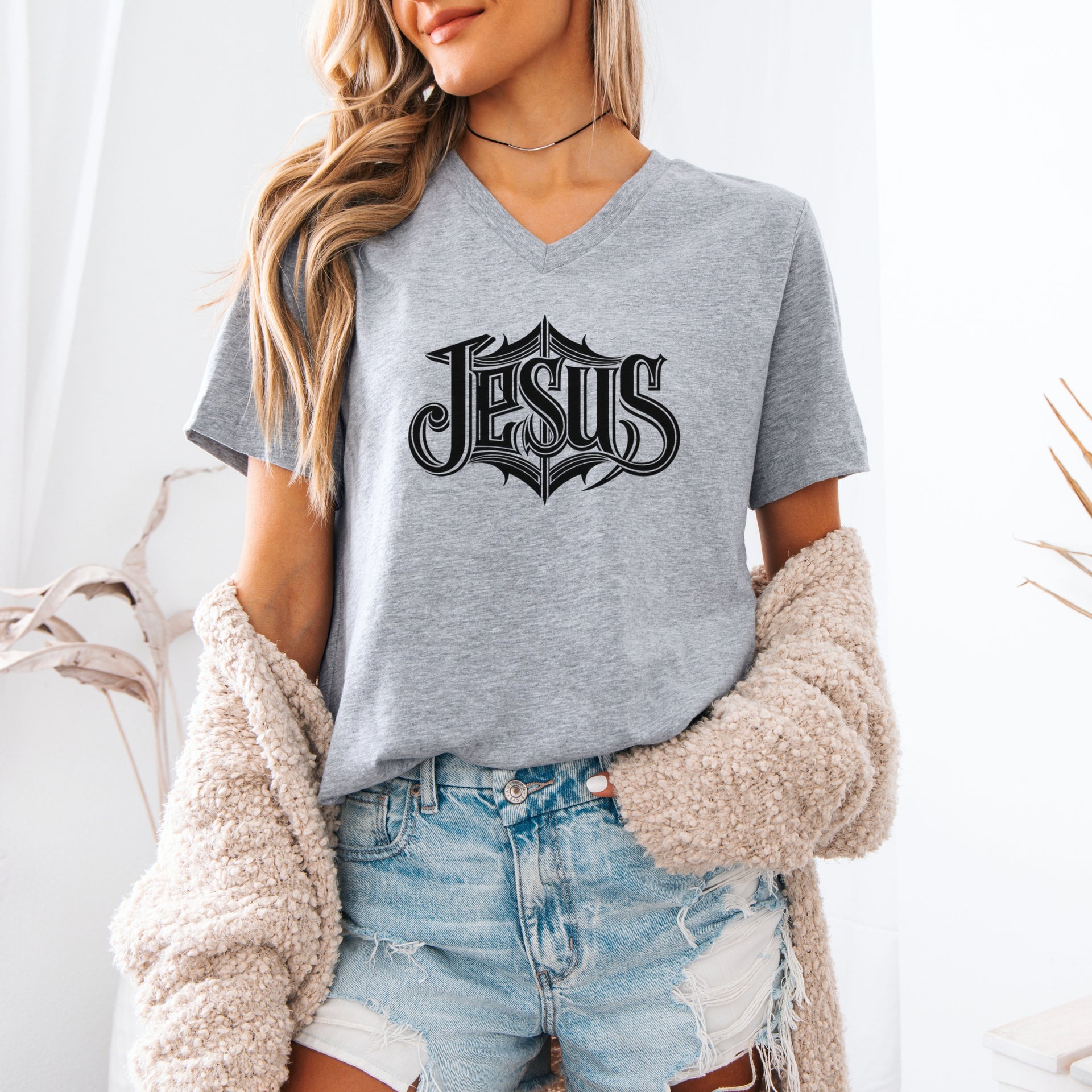 Jesus Unisex V-Neck T-Shirt - My Faith My Father