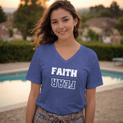 Faith Over Fear Unisex V-Neck T-Shirt - My Faith My Father