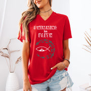 Swimming In Faith Unisex V-Neck Tee - My Faith My Father