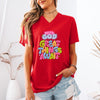 With God, Great Things Await Unisex V- Neck T-Shirt, Christian V-Neck Tee