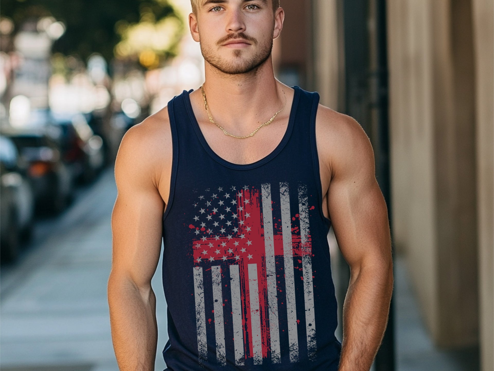 Flag With Cross Unisex True-to-Size Tank Top - My Faith My Father