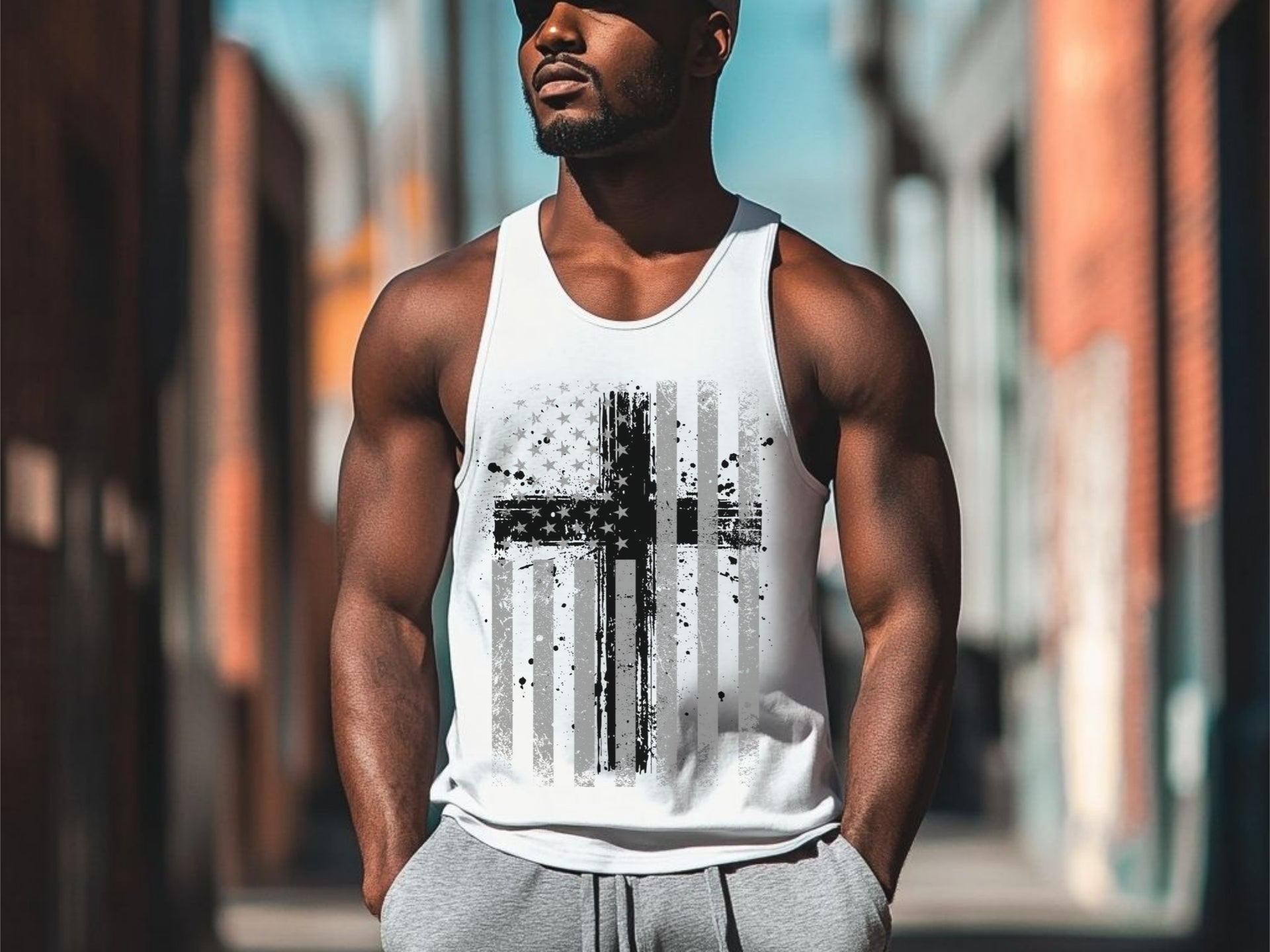 Flag With Cross Unisex True-to-Size Tank Top - My Faith My Father