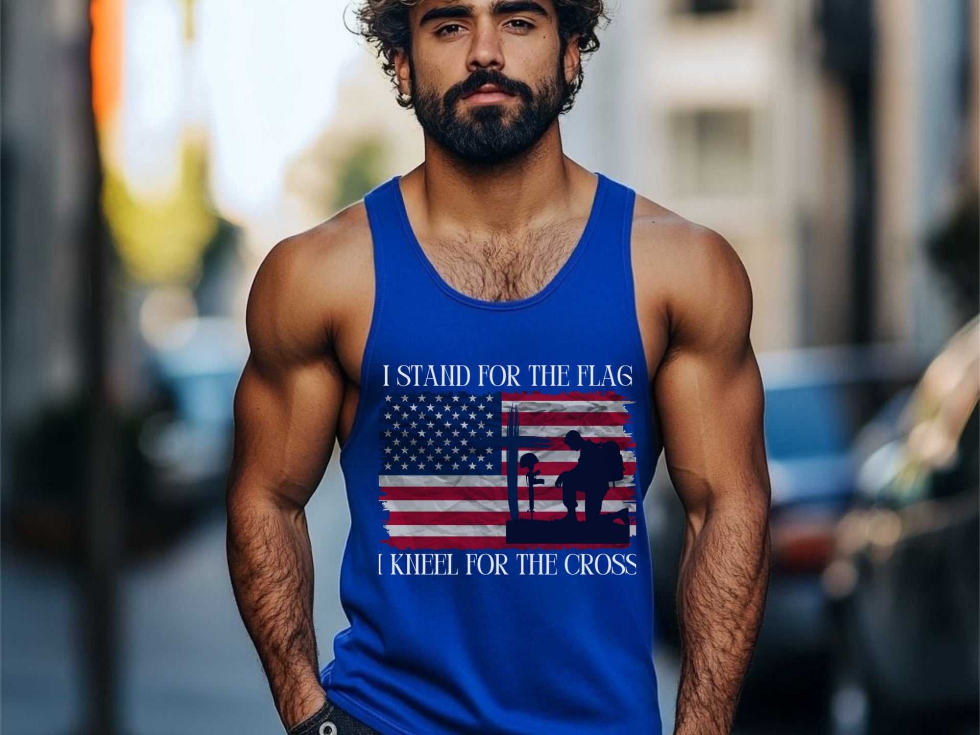 I Stand for the Flag, I Kneel for the Cross Unisex True-to-Size Tank Top - My Faith My Father