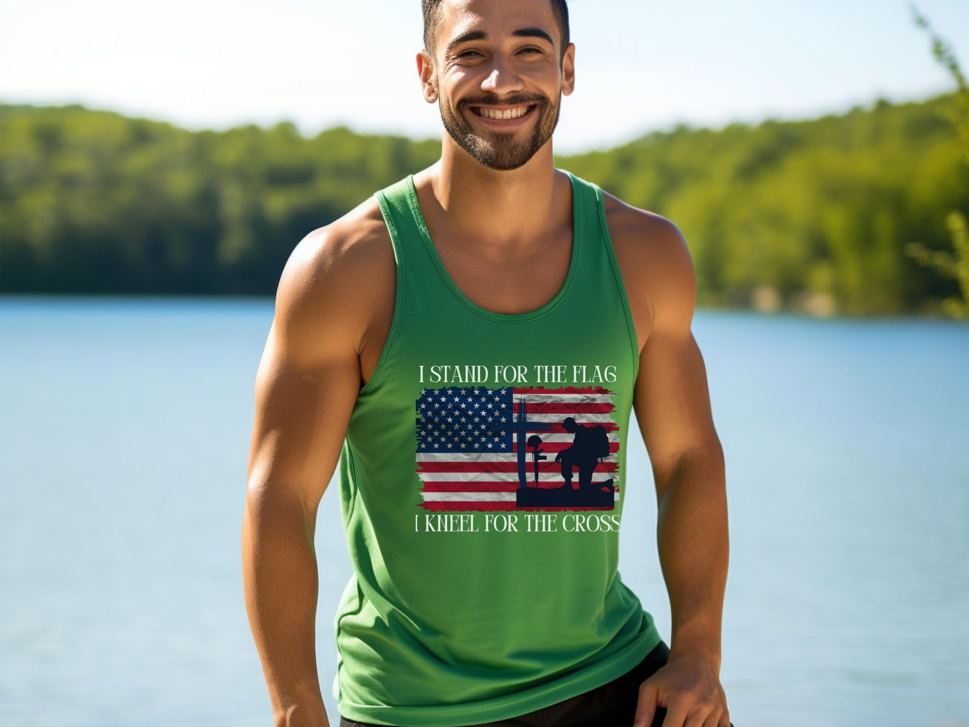 I Stand for the Flag, I Kneel for the Cross Unisex True-to-Size Tank Top - My Faith My Father