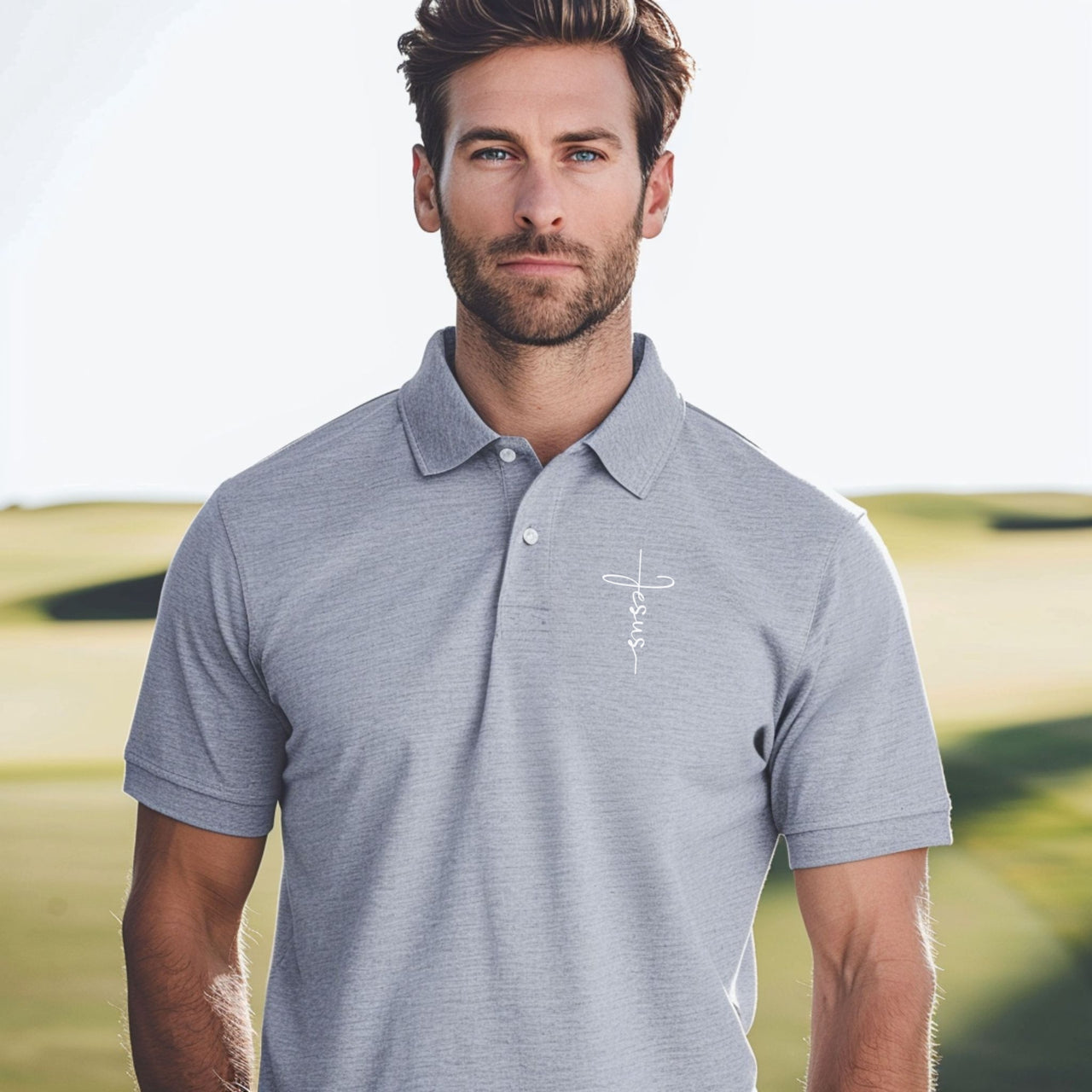 Jesus Cross Men's Piqué Polo - My Faith My Father