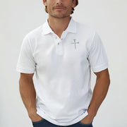 Golf Tee Cross Men's Piqué Polo - My Faith My Father