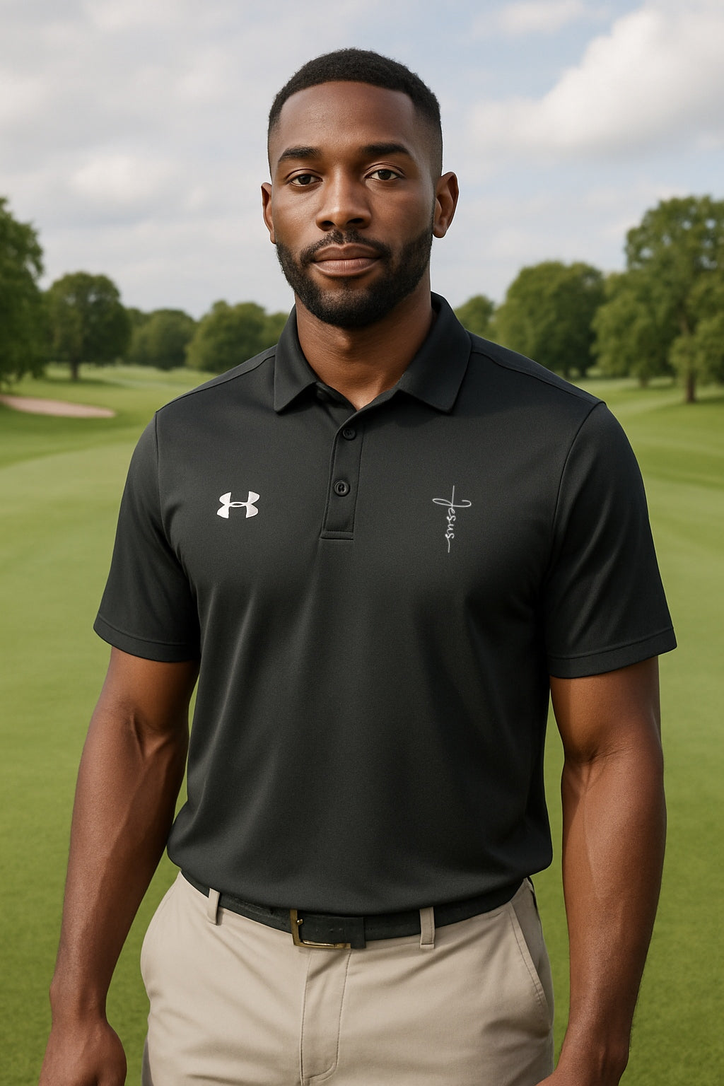 Jesus Cross Men's Performance Polo Shirt - My Faith My Father