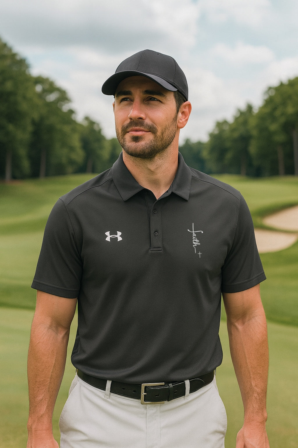 Faith + Cross Men's  Performance Polo Shirt - My Faith My Father