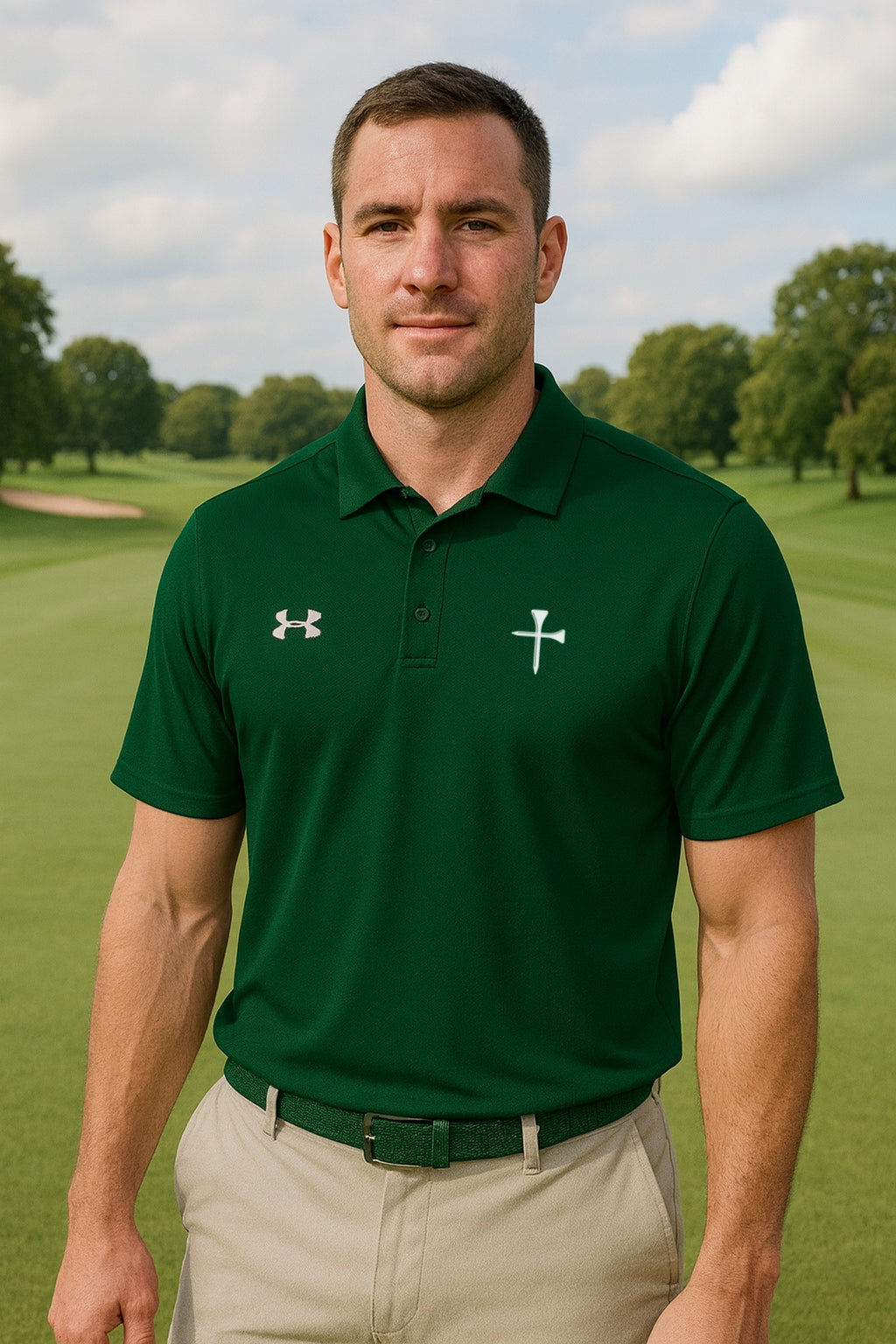 Golf Tee Cross Men's Performance Polo Shirt - My Faith My Father