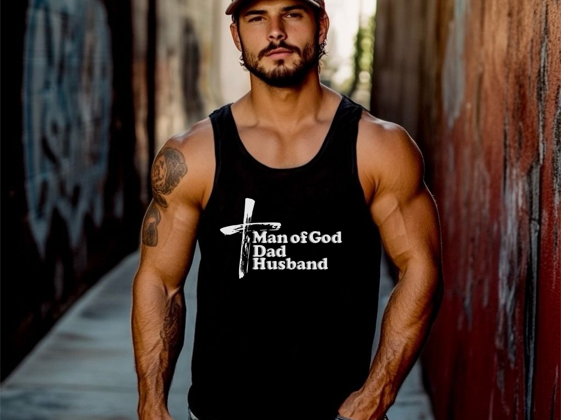 Man of God, Dad, Husband Unisex True-to-Size Tank Top - My Faith My Father