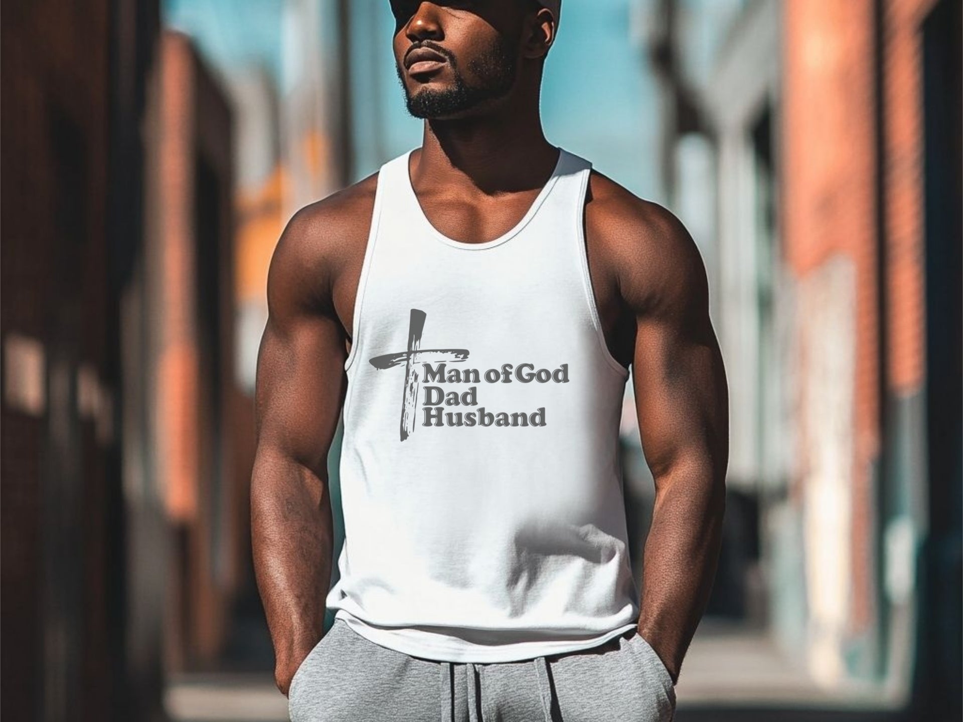Man of God, Dad, Husband Unisex True-to-Size Tank Top - My Faith My Father
