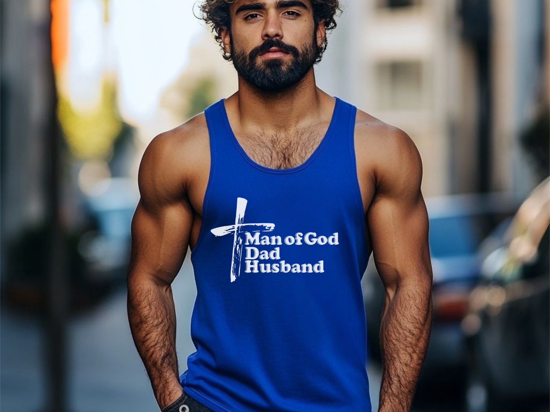 Man of God, Dad, Husband Unisex True-to-Size Tank Top - My Faith My Father