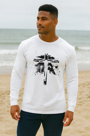 Jesus On Cross Unisex Relaxed Fit Long Sleeve T-Shirt - My Faith My Father