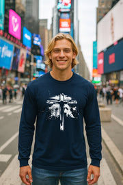 Jesus On Cross Unisex Relaxed Fit Long Sleeve T-Shirt - My Faith My Father