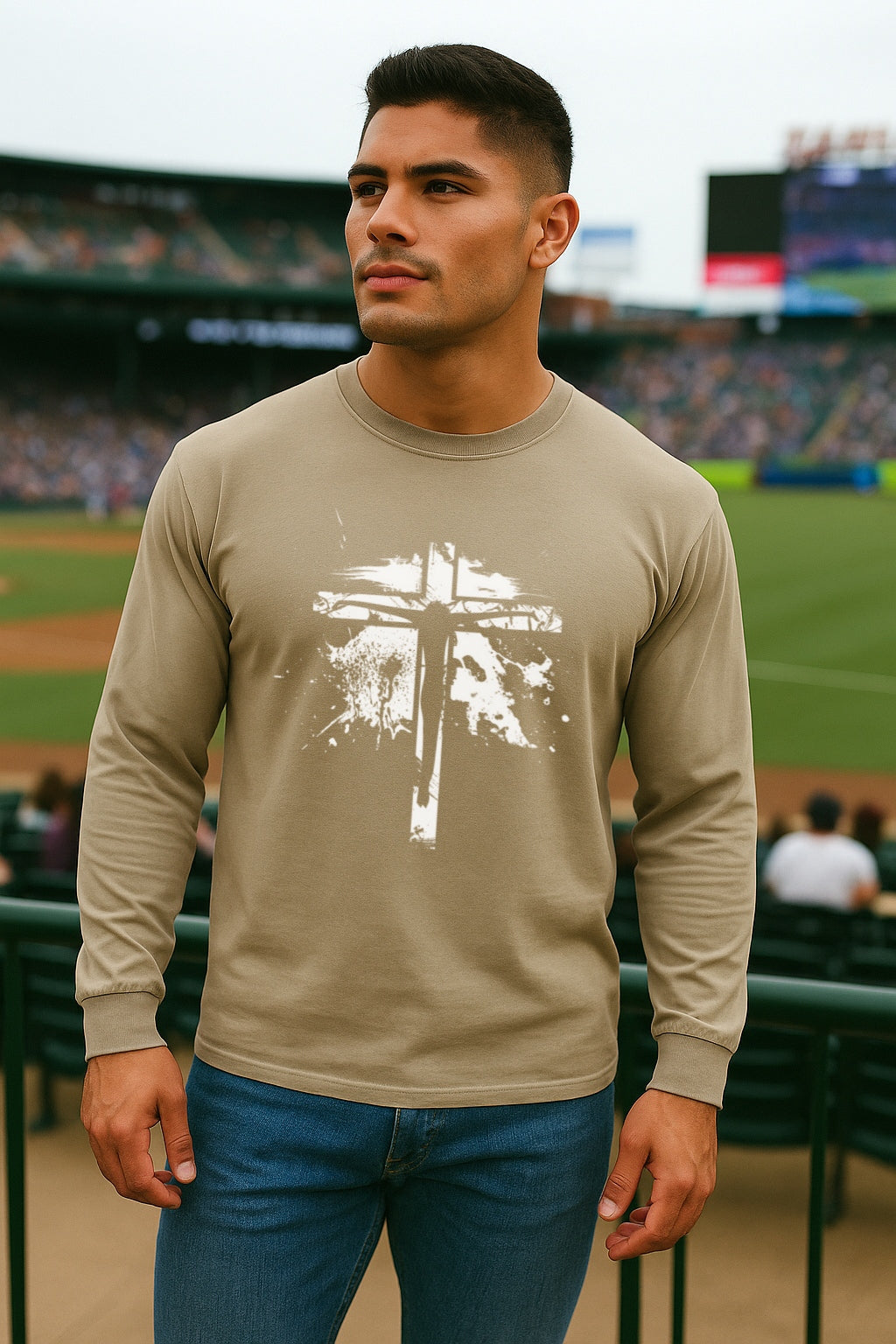 Jesus On Cross Unisex Relaxed Fit Long Sleeve T-Shirt - My Faith My Father