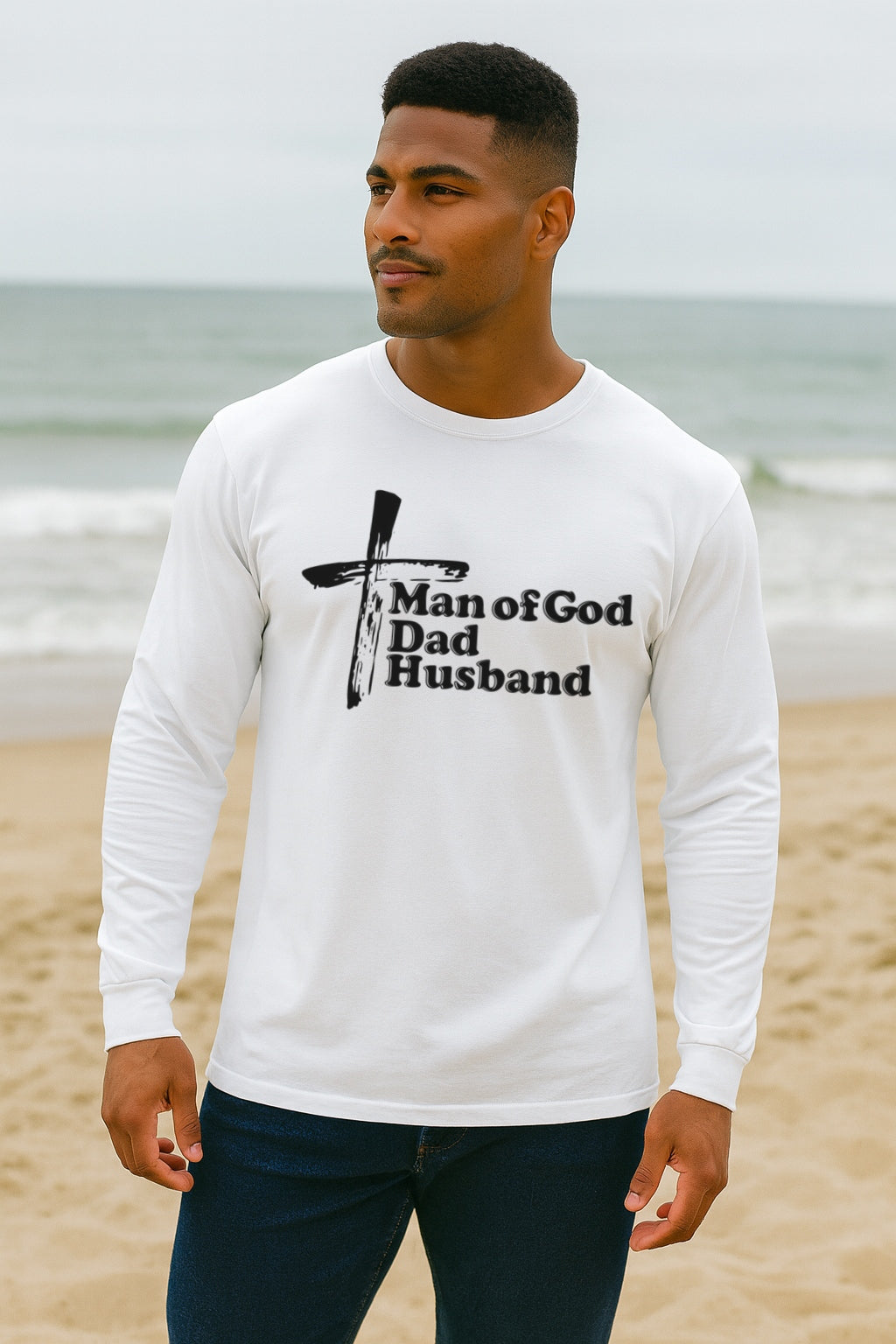 Man of God Dad Husband Unisex Relaxed Fit Long Sleeve T-Shirt - My Faith My Father