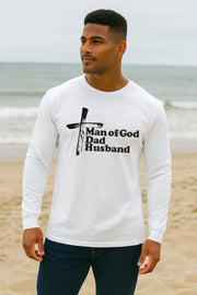 Man of God Dad Husband Unisex Relaxed Fit Long Sleeve T-Shirt - My Faith My Father